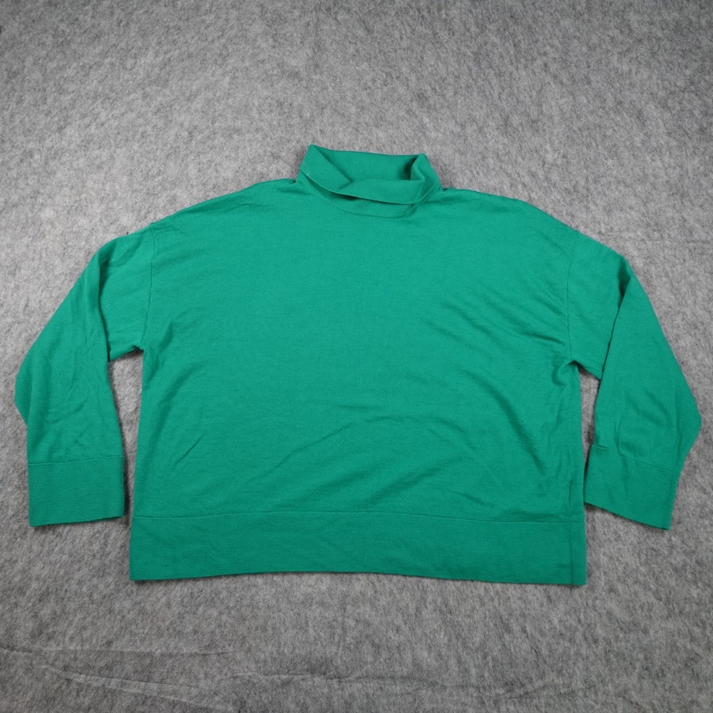COS Sweater Women Small Green Turtleneck Long Sleeve Mock Neck‎ Knit Boxy